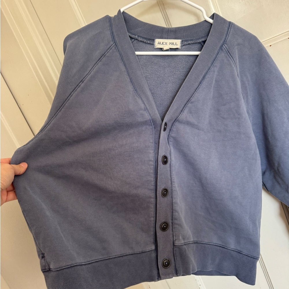 Alex Mill Davie Fleece Cardigan size xl.‎ Blue gray color - Picture 3 of 9